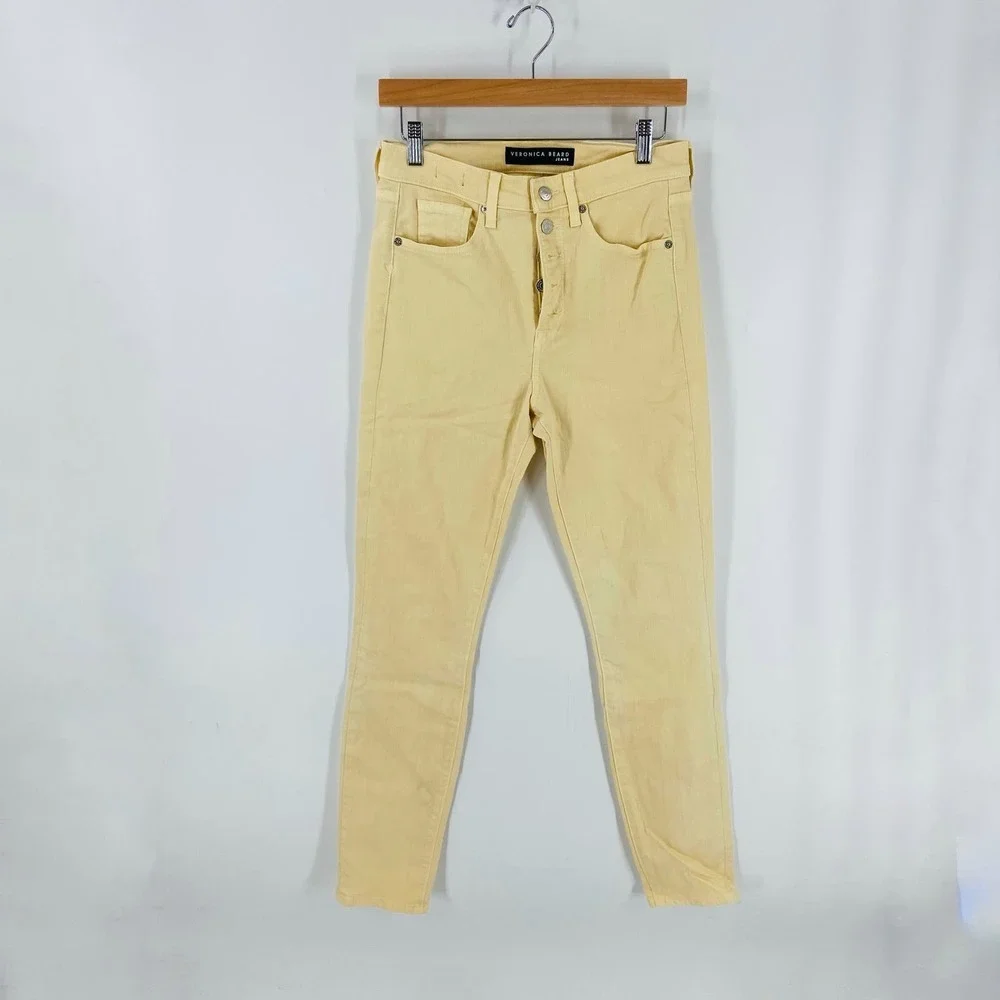 Veronica Beard Pale Mustard Yellow Button-Fly Maera Skinny Jeans Size 29/8 - Picture 9 of 9